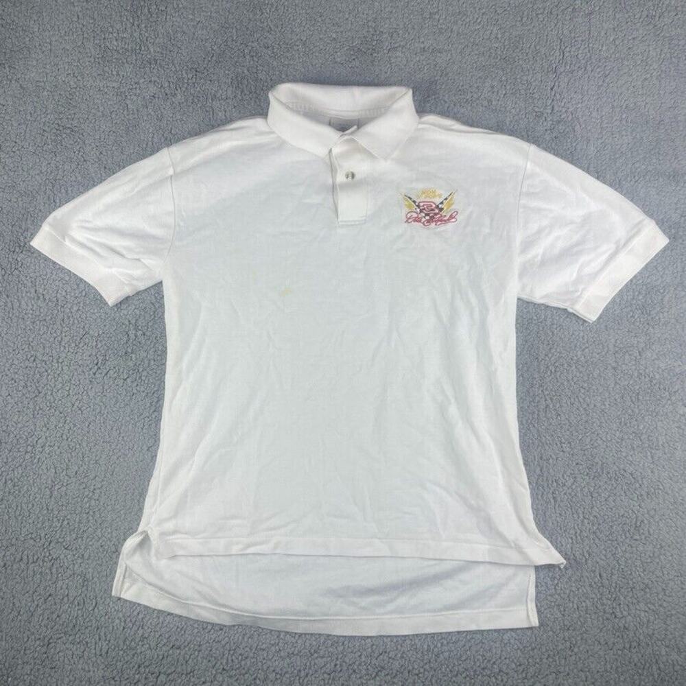 Dale Earnhardt Men's Large White 100% Cotton Mom N Pop 3 Short Sleeve Polo Shirt